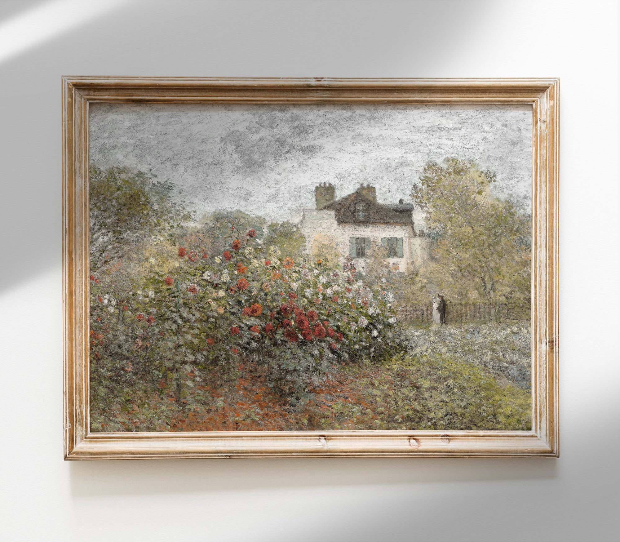 Cottage Floral Oil Painting | Muted Landscape Art Print L224