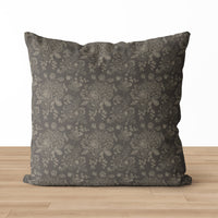Elara | Gray Beige Floral Luxe Pillow Cover