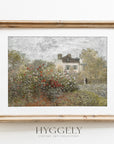 Cottage Floral Oil Painting | Muted Landscape Art Print L224