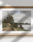 Vintage Moody Riverside Landscape Art Print L0164