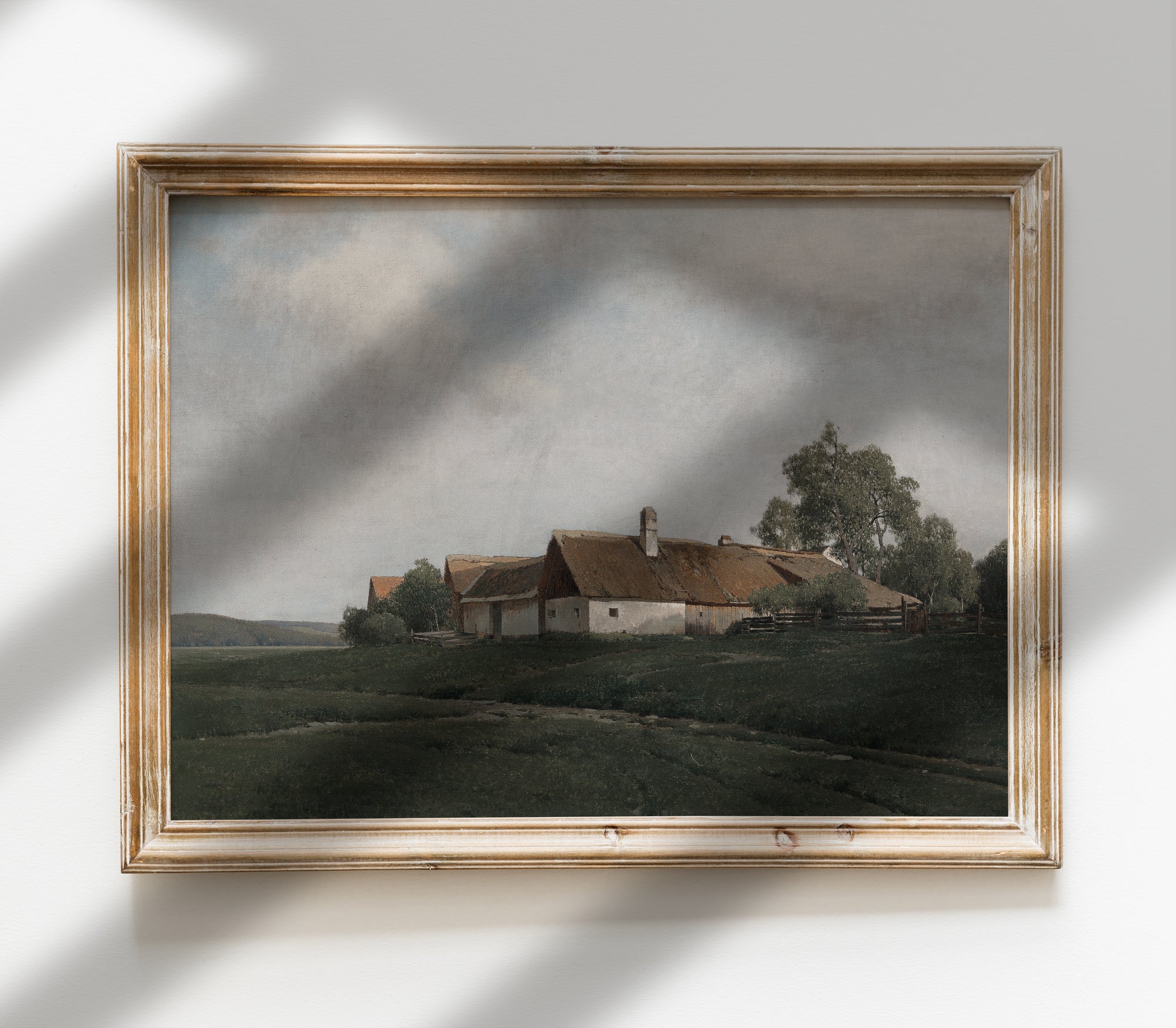 Vintage Hilltop Cottage Landscape Art Print L0165