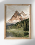 Vintage Mountain Lake Landscape Print L0205