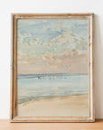 Vintage Pastel Coastal Landscape Art Print L0106