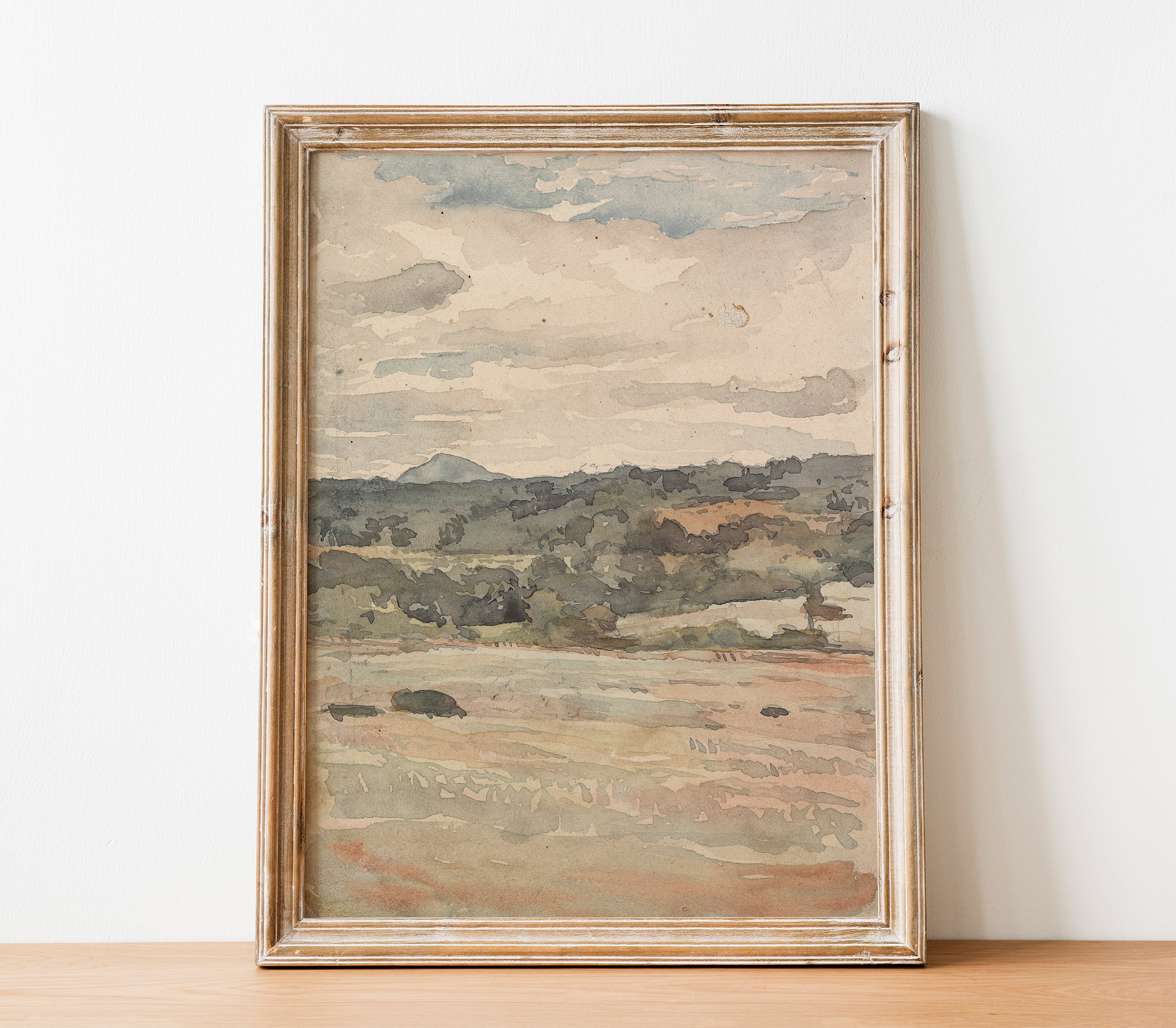 A Vintage Watercolor Landscape Painting Signed Hardwood B. Dryer