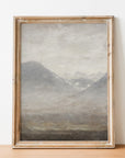 Vintage Muted Grey Landscape Art Print L0200