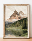 Vintage Mountain Lake Landscape Print L0205