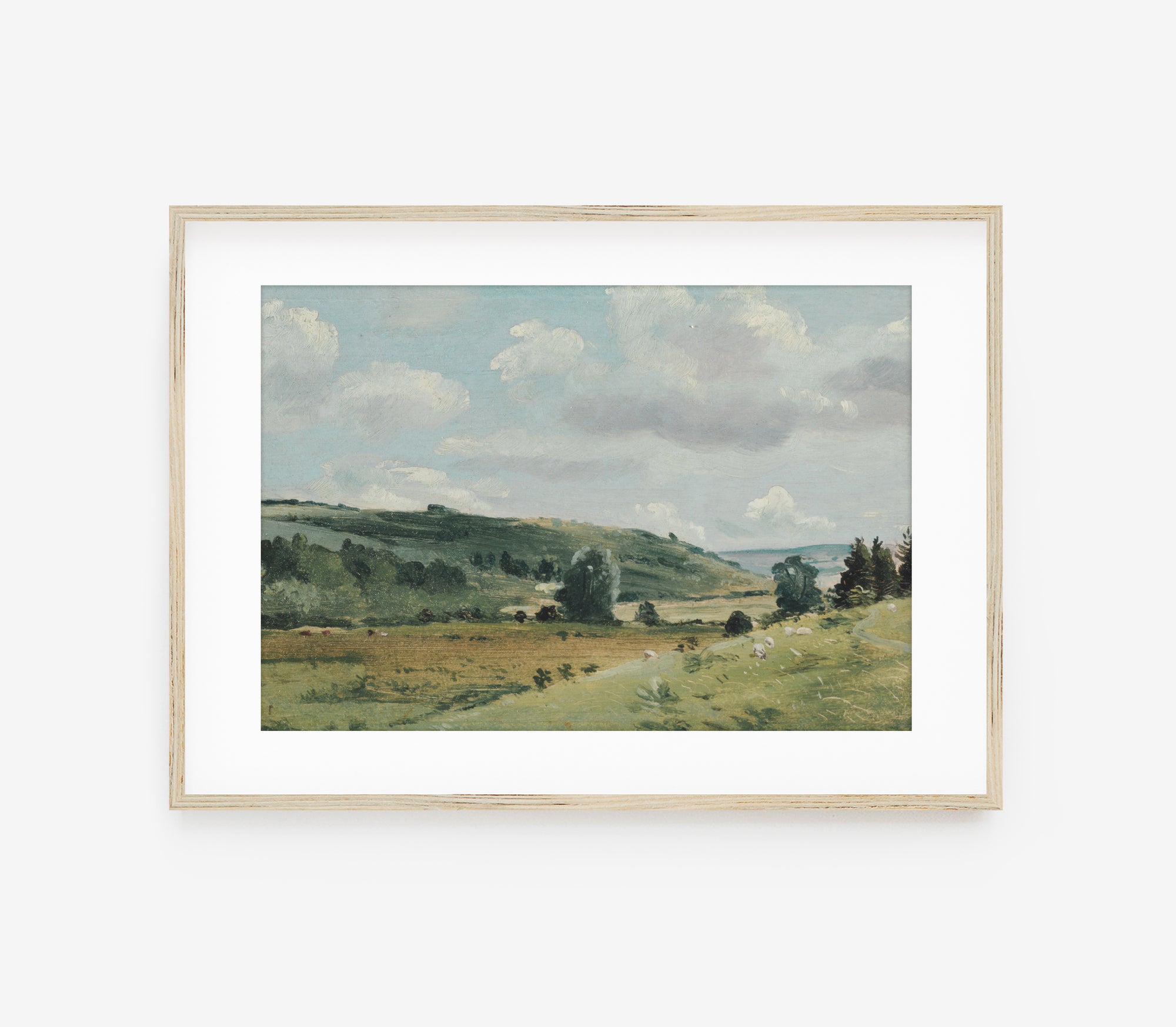 Vintage Green Field Landscape Art Print L0159