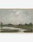 Vintage Muted Green Landscape Art Print L0161