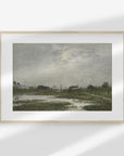 Vintage Muted Green Landscape Art Print L0161