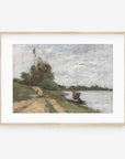 Vintage Moody Riverside Landscape Art Print L0164