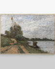 Vintage Moody Riverside Landscape Art Print L0164