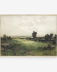Vintage Muted Green Landscape Art Print L0157