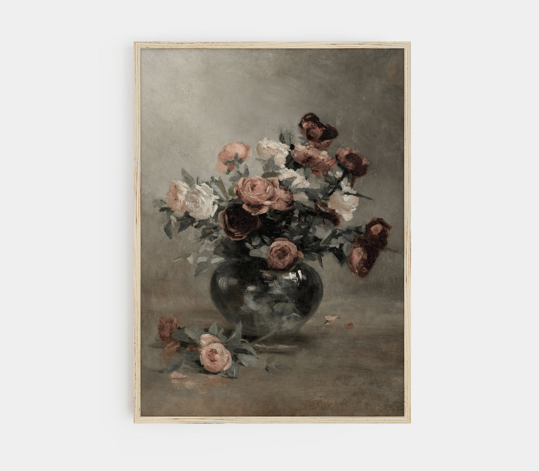 Vintage Moody Flower in Vase Art Print S0207