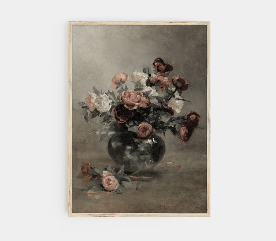 Vintage Moody Flower in Vase Art Print S0207