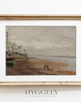 Antique Overcast Beach Landscape Art Print L0163