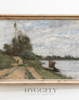 Vintage Moody Riverside Landscape Art Print L0164