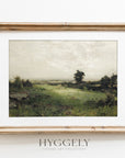 Vintage Muted Green Landscape Art Print L0157