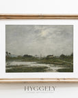 Vintage Muted Green Landscape Art Print L0161