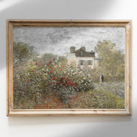 Cottage Floral Oil Painting | Muted Landscape Art Print L224