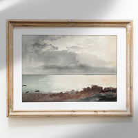 Vintage Watercolor Landscape Painting | Coastal Art L229