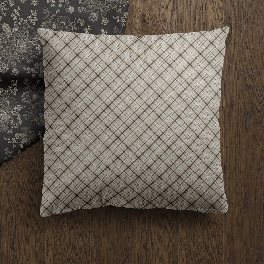 Neutral Tartan Twist Pillow Cover
