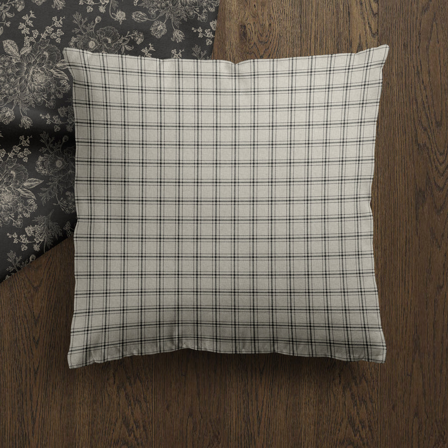 Tranquil Timber Check Pillow Cover
