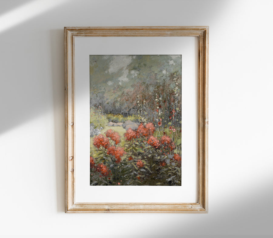 Autumn Floral Landscape - Vintage Fall Field Print L242