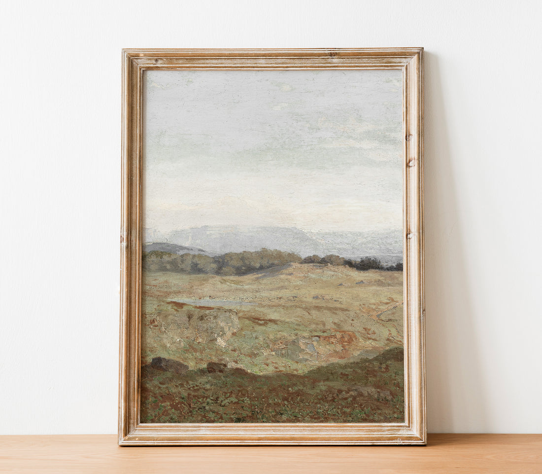 Vintage Landscape Overcast Painting L0223A