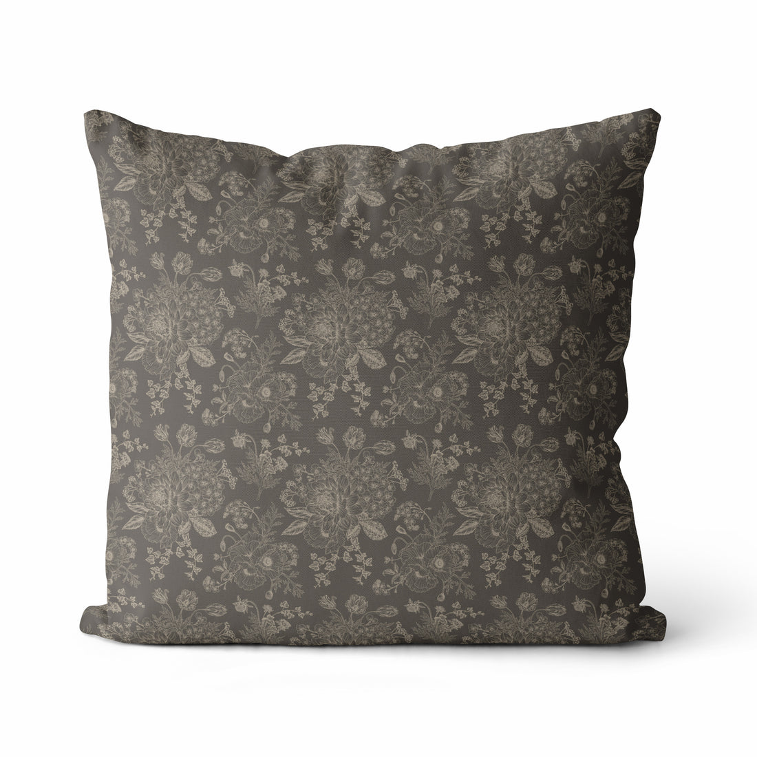 Gray Beige Floral Luxe Pillow Cover IV