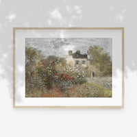 Cottage Floral Oil Painting | Muted Landscape Art Print L224