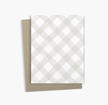 It's your brithday Card | Grey Plaid Birthday Greeting Card