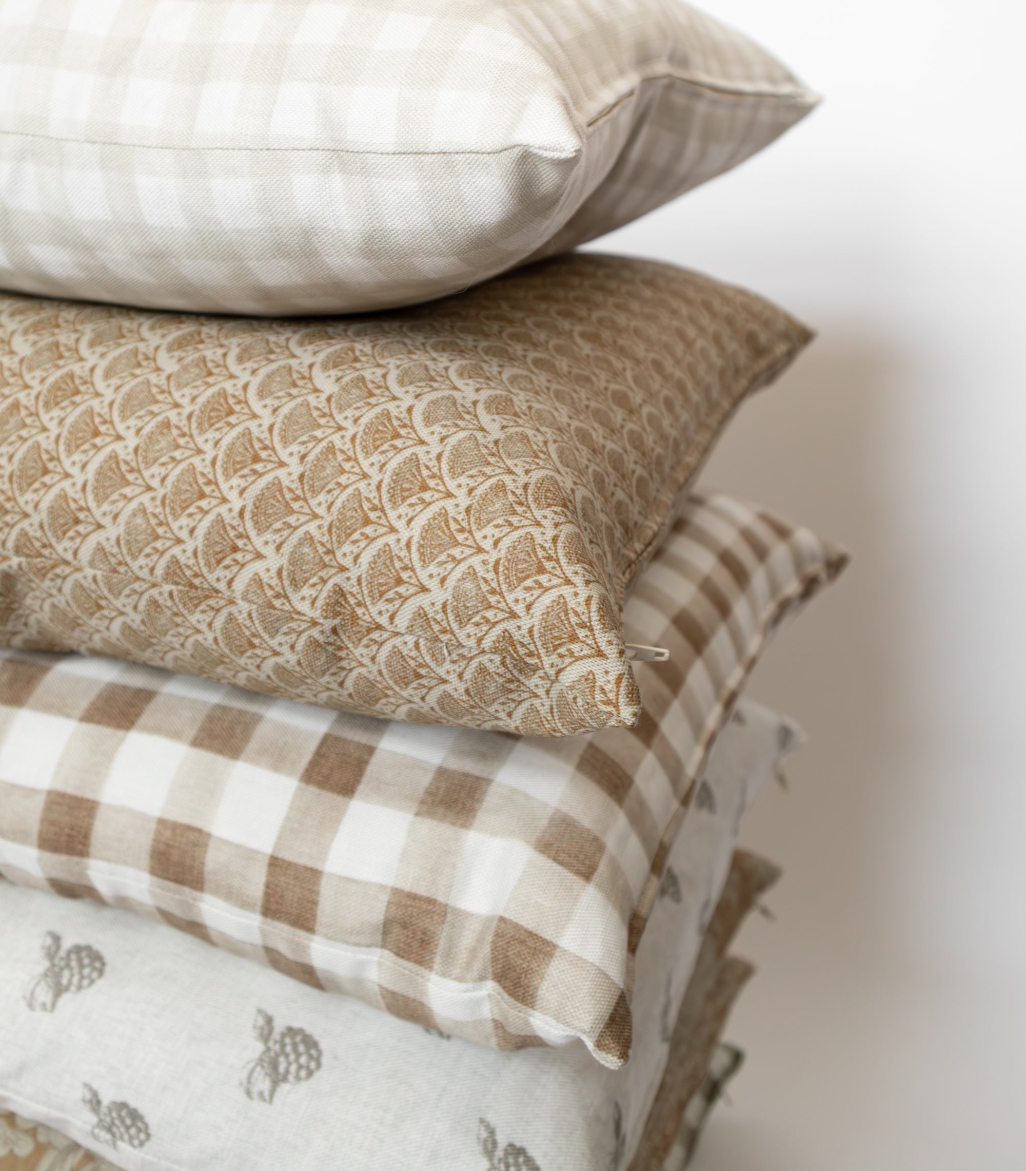 Wren Pillow Cover | Neutral Brown Plaid Pillow Cover