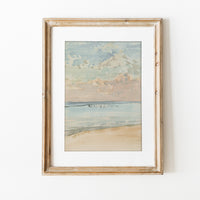 Vintage Pastel Coastal Landscape Art Print L0106