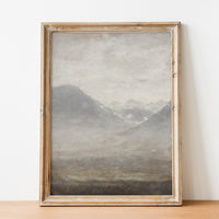 Vintage Muted Grey Landscape Art Print L0200