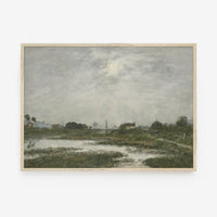 Vintage Muted Green Landscape Art Print L0161