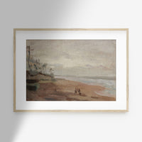 Antique Overcast Beach Landscape Art Print L0163