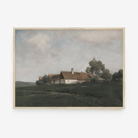 Vintage Hilltop Cottage Landscape Art Print L0165