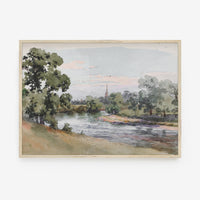 Vintage Riverside Landscape Art Print L0128