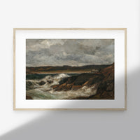 Vintage Crashing Waves Landscape Art Print L0132
