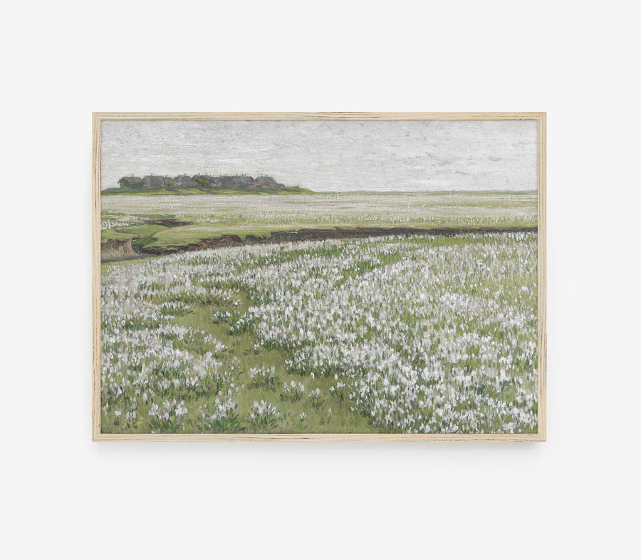 Vintage Floral Field Landscape Art Print L0160