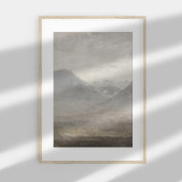 Vintage Muted Grey Landscape Art Print L0200