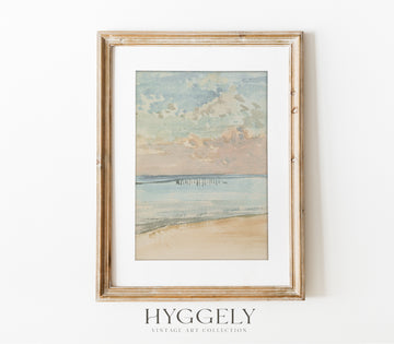 Vintage Pastel Coastal Landscape Art Print L0106